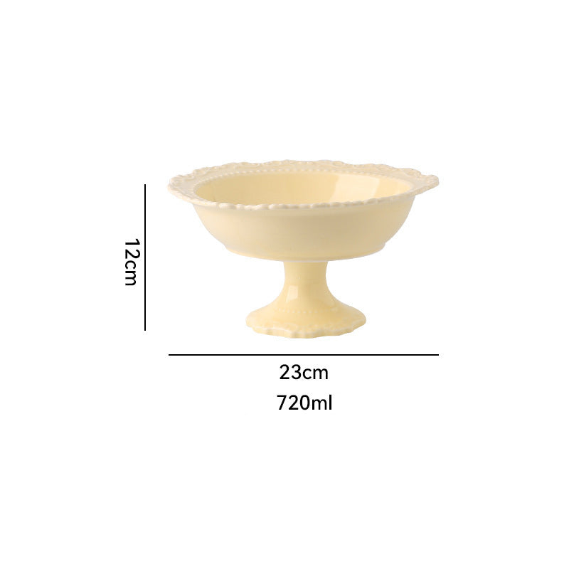 French Style Cream Dinnerware Ceramic Western Dinner Plate Lace Vintage Dessert Plate Cream Cake Plate