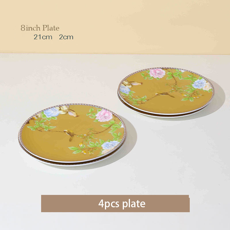 High-end Chinese Style Gold-rimmed Bone China Tableware Set dinnerware set